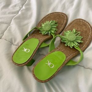 green flower heels
